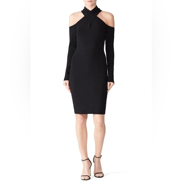Milly Infusion Black Off The Shoulder Bodycon Chic Classic Sheath Dress - Picture 2 of 12